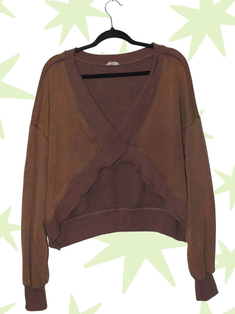 POL cotton blend cross front cropped oversized sweatshirt S